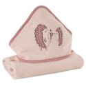 Okrycie kąpielowe 100x100 Baby 68 różowy jeże ręcznik z kapturkiem 350 g/m2 Eurofirany