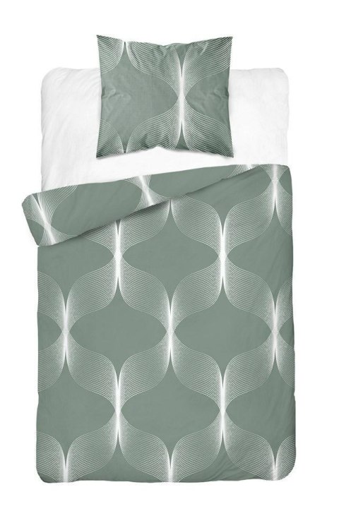 Pościel bawełniana 140x200 zielona biała geometria 5253 B Bawełna 48 Pościel bawełniana 140x200 zielona biała geometria 5253 B Bawełna 48