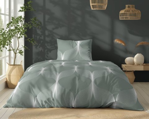 Pościel bawełniana 140x200 zielona biała geometria 5253 B Bawełna 48 Pościel bawełniana 140x200 zielona biała geometria 5253 B Bawełna 48