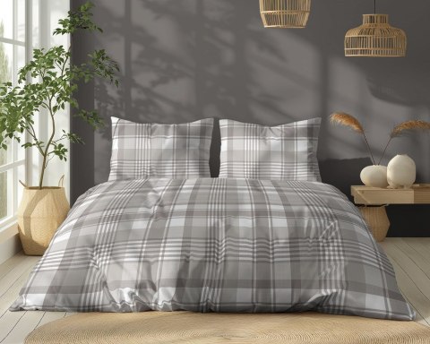 Pościel bawełniana 160x200 beżowa biała kratka 5246 B Bawełna 48 Pościel bawełniana 160x200 beżowa biała kratka 5246 B Bawełna 48