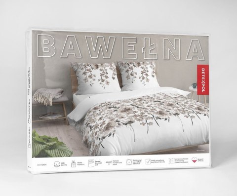 Pościel bawełniana 160x200 biała beżowa ciemna kwiatki 5252 B Bawełna 48 Pościel bawełniana 160x200 biała beżowa ciemna kwiatki 5252 B Bawełna 48
