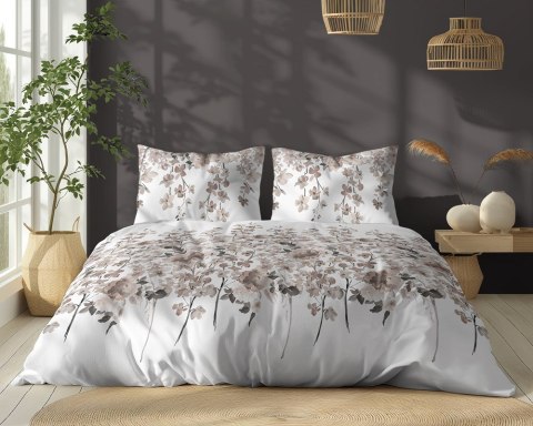 Pościel bawełniana 160x200 biała beżowa ciemna kwiatki 5252 B Bawełna 48 Pościel bawełniana 160x200 biała beżowa ciemna kwiatki 5252 B Bawełna 48