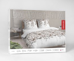 Pościel bawełniana 220x200 biała beżowa ciemna kwiatki 5252 B Bawełna 48