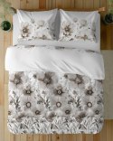 Pościel bawełniana 220x200 biała beżowa szara kwiaty 5249 A Bawełna 48 Pościel bawełniana 220x200 biała beżowa szara kwiaty 5249 A Bawełna 48