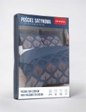 Pościel z mikrosatyny 220x200 granatowa beżowa ciemna liście 5471 A Micro 57