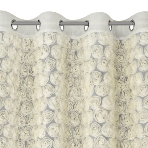 Zasłona 140x250 Roses 1 kremowa z aplikacją w kształcie róż gotowa na przelotkach Eurofirany Zasłona 140x250 Roses 1 kremowa z aplikacją w kształcie róż gotowa na przelotkach Eurofirany