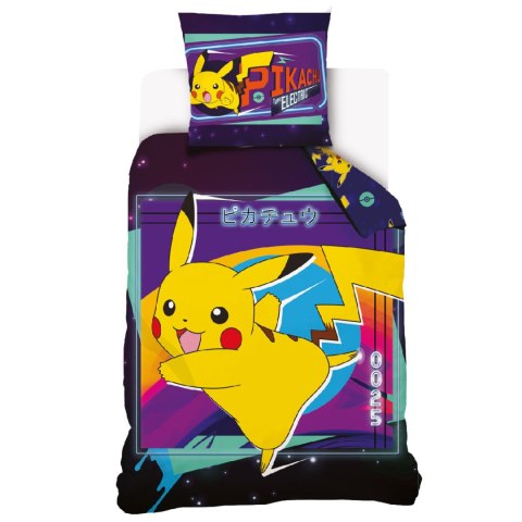 Pościel bawełniana 140x200 Pokemon Pikachu fioletowa kolorowa poszewka 70x90 C24 Pościel bawełniana 140x200 Pokemon Pikachu fioletowa kolorowa poszewka 70x90 C24