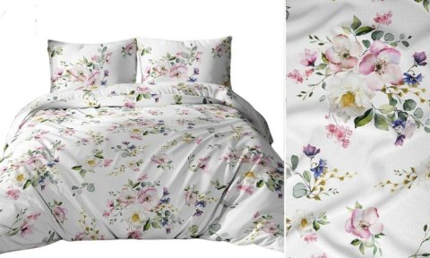 Pościel bawełniana 160x200 biała zielona wielokolorowa kwiaty liście 3254 B bawełna Max Pościel bawełniana 160x200 biała zielona wielokolorowa kwiaty liście 3254 B bawełna Max
