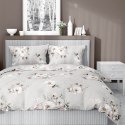 Pościel satynowa 160x200 5233 B beżowa cappuccino biała pudrowa kwiaty Home Satin 59