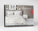 Pościel satynowa 160x200 5233 B beżowa cappuccino biała pudrowa kwiaty Home Satin 59