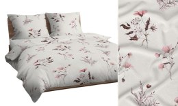Poszewka bawełniana 70x80 biała różowa kwiaty liście 4837 B bawełna Max