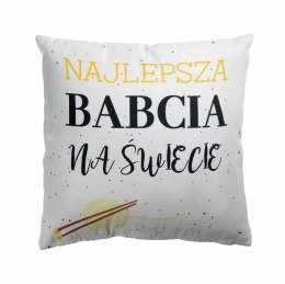 Poduszka bawełniana 43x43 biała Najlepsza Babcia