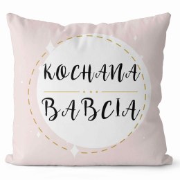 Poduszka bawełniana 43x43 różowa Kochana Babcia