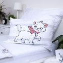 Pościel bawełniana 100x135 kotek Marie Cat Bow biała szara poszewka 40x60 JF24