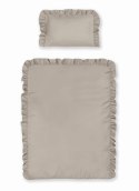 Pościel bawełniana 100x135 taupe dziecięca jednobarwna z falbanką Mayamoo 35
