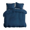 Pościel bawełniana 160x200 denim jednobarwna z falbanką Pure 23 Pościel bawełniana 160x200 denim jednobarwna z falbanką Pure 23