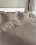 Pościel bawełniana 160x200 taupe jednobarwna z falbanką Pure 23 Pościel bawełniana 160x200 taupe jednobarwna z falbanką Pure 23