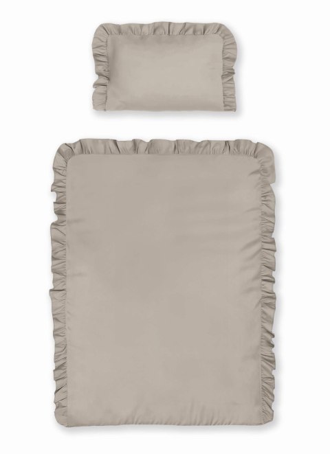 Pościel bawełniana 90x120 taupe dziecięca jednobarwna z falbanką Mayamoo 35