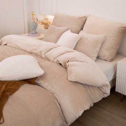 Pościel z mikrofibry 220x200 Cozy beżowa jasna miś pluszowa I23