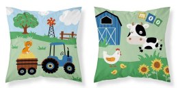 Poszewka bawełniana 40x40 Farma zielona niebieska PSBA 39 A Mayamoo 26