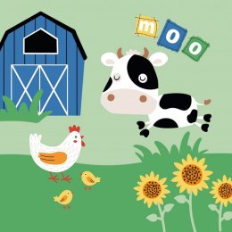 Poszewka bawełniana 40x40 Farma zielona niebieska PSBA 39 A Mayamoo 26