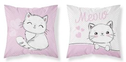 Poszewka bawełniana 40x40 różowa z kotkiem w groszki - Mayamoo 26