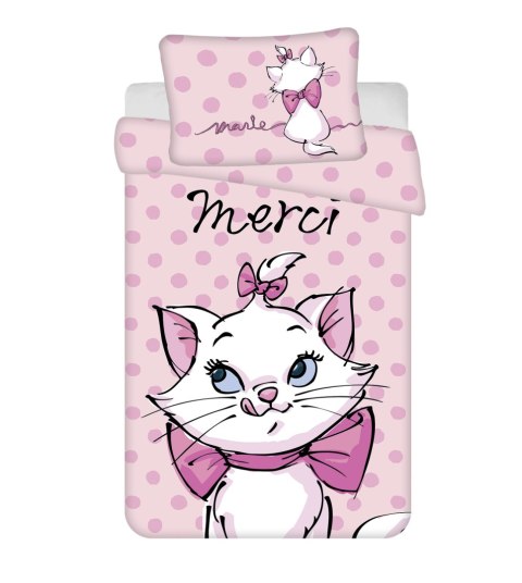 Pościel bawełniana 100x135 Marie Cat Merci różowa poszewka 40x60 JF24 Pościel bawełniana 100x135 Marie Cat Merci różowa poszewka 40x60 JF24