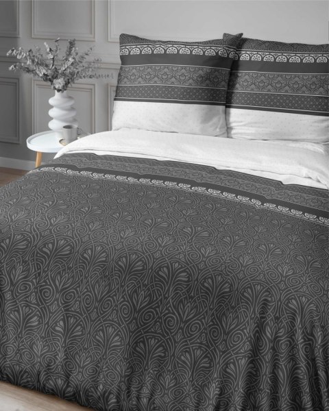 Pościel satynowa 140x200 Grafitowa z orientalnym ornamentem - elegancki wzór, 100% bawełna - 4823 A - Home Satin 71 Pościel satynowa 140x200 Grafitowa z orientalnym ornamentem - elegancki wzór, 100% bawełna - 4823 A - Home Satin 71