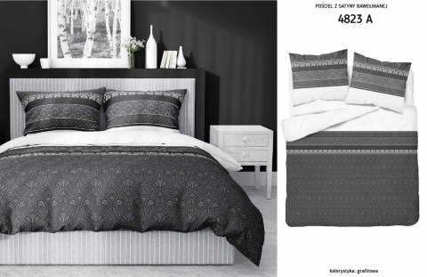 Pościel satynowa 180x200 Grafitowa z orientalnym ornamentem - elegancki wzór, 100% bawełna - 4823 A - Home Satin 71 Pościel satynowa 180x200 Grafitowa z orientalnym ornamentem - elegancki wzór, 100% bawełna - 4823 A - Home Satin 71