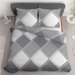 Pościel satynowa 220x200 szara biała kratka 4683 B Home Satin 40