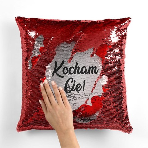 Poszewka dekoracyjna 40x40 Love cekiny Kocham Cię czerwona Walentynki 2025 Poszewka dekoracyjna 40x40 Love cekiny Kocham Cię czerwona Walentynki 2025