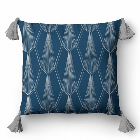 Poszewka dekoracyjna 45x45 5398 B granatowa srebrna geometria Panama 58 Poszewka dekoracyjna 45x45 5398 B granatowa srebrna geometria Panama 58