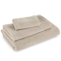 Ręcznik Margo 2 70x140 beżowy z ozdobną bordiurą przetykaną błyszczącą nicią 500 g/m2 Eurofirany