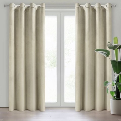 Zasłona 140x250 Rosa kremowa welurowa gotowa na przelotkach D91 Zasłona 140x250 Rosa kremowa welurowa gotowa na przelotkach D91
