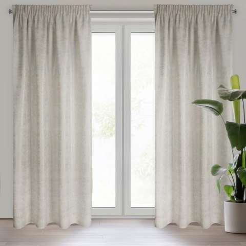 Zasłona 140x280 Blanka naturalna w stylu eko z błyszczącym nadrukiem gotowa na taśmie Eurofirany Zasłona 140x280 Blanka naturalna w stylu eko z błyszczącym nadrukiem gotowa na taśmie Eurofirany