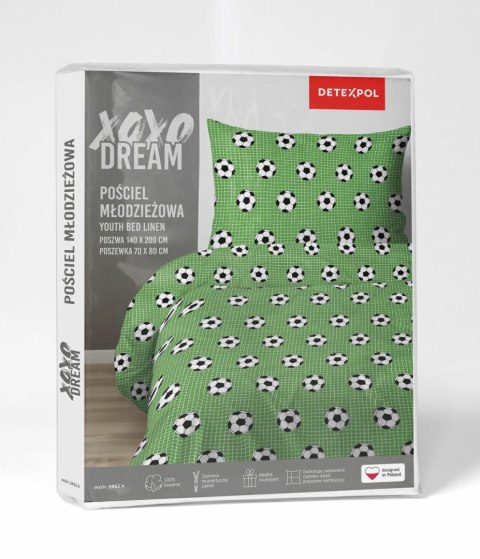 Pościel bawełniana 160x200 Piłka zielona 5452 A z jedną poszewką 70x80 XOXO DREAM Pościel bawełniana 160x200 Piłka zielona 5452 A z jedną poszewką 70x80 XOXO DREAM