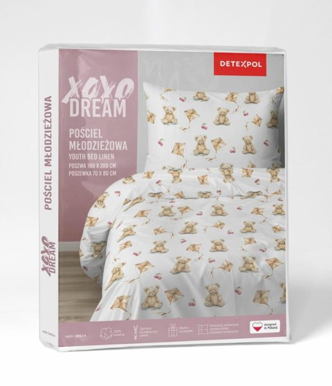 Pościel bawełniana 160x200 Pluszowy Miś drobny wzory 5453 A z jedną poszewką 70x80 XOXO DREAM Pościel bawełniana 160x200 Pluszowy Miś drobny wzory 5453 A z jedną poszewką 70x80 XOXO DREAM