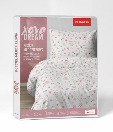 Pościel bawełniana 160x200 Różany Ogród 5440 A z jedną poszewką 70x80 XOXO DREAM Pościel bawełniana 160x200 Różany Ogród 5440 A z jedną poszewką 70x80 XOXO DREAM