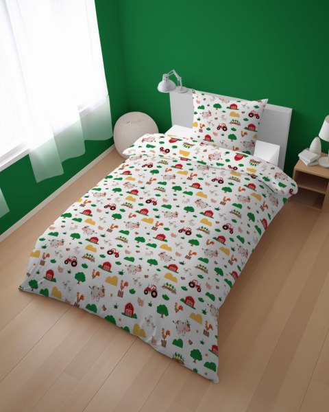 Pościel bawełniana 160x200 Wesoła Farma Mała 5439 A z jedną poszewką 70x80 XOXO DREAM Pościel bawełniana 160x200 Wesoła Farma Mała 5439 A z jedną poszewką 70x80 XOXO DREAM