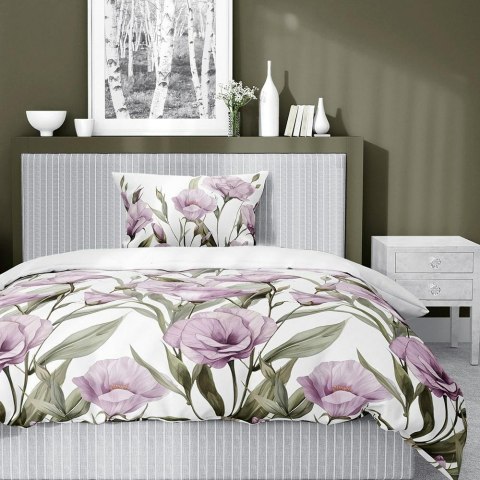 Pościel satynowa 140x200 Fioletowe kwiaty na białym tle 5328 B Home Satin 41 Pościel satynowa 140x200 Fioletowe kwiaty na białym tle 5328 B Home Satin 41