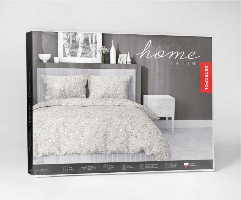 Pościel satynowa 140x200 beżowa szara jasna liście drobne 5217 B Home Satin 41 Pościel satynowa 140x200 beżowa szara jasna liście drobne 5217 B Home Satin 41