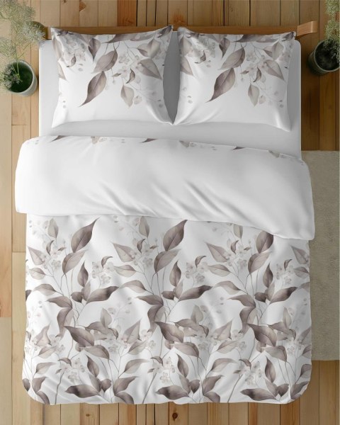 Pościel satynowa 160x200 Beżowa brązowa liście 5326 B Home Satin 41 Pościel satynowa 160x200 Beżowa brązowa liście 5326 B Home Satin 41