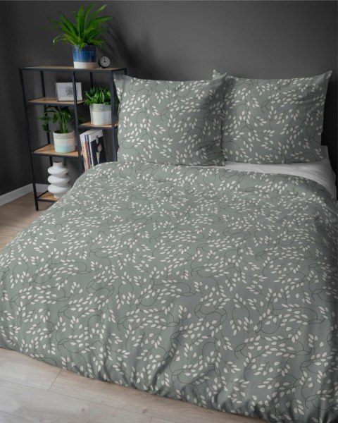 Pościel satynowa 160x200 szałwiowa liście drobne 5217 A Home Satin 41 Pościel satynowa 160x200 szałwiowa liście drobne 5217 A Home Satin 41