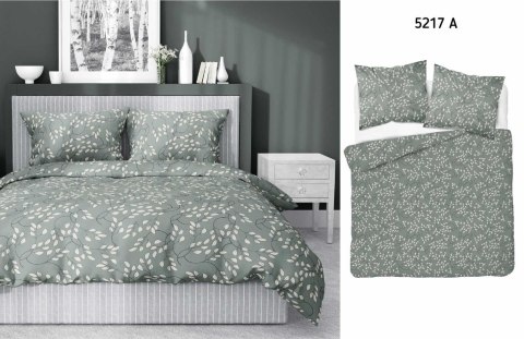 Pościel satynowa 160x200 szałwiowa liście drobne 5217 A Home Satin 41 Pościel satynowa 160x200 szałwiowa liście drobne 5217 A Home Satin 41