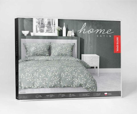 Pościel satynowa 160x200 szałwiowa liście drobne 5217 A Home Satin 41 Pościel satynowa 160x200 szałwiowa liście drobne 5217 A Home Satin 41