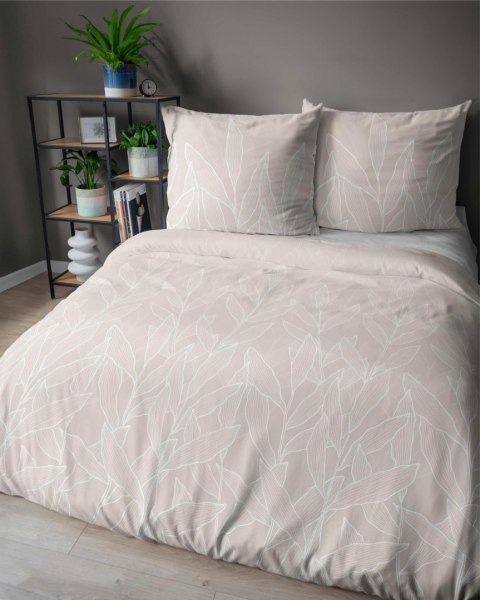 Pościel satynowa 220x200 beżowa liście 5087 A Home Satin 41 Pościel satynowa 220x200 beżowa liście 5087 A Home Satin 41