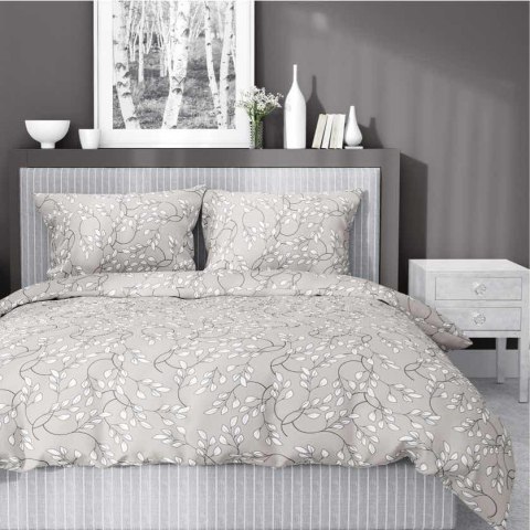 Pościel satynowa 220x200 beżowa szara jasna liście drobne 5217 B Home Satin 41 Pościel satynowa 220x200 beżowa szara jasna liście drobne 5217 B Home Satin 41