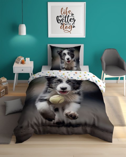 Pościel świecąca w ciemności 160x200 Czarna biało czarny szczeniak 5410 A Fluo 68 Pościel świecąca w ciemności 160x200 Czarna biało czarny szczeniak 5410 A Fluo 68