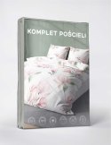 Pościel z mikrofibry 160x200 biała różowa kwiaty 5034 A 65 Light