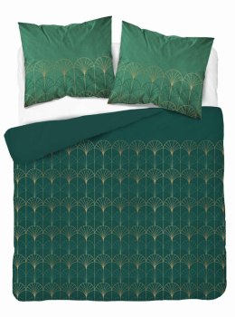 Pościel z mikrofibry 160x200 zielona butelkowa złote art deco 5023 A 65 Light